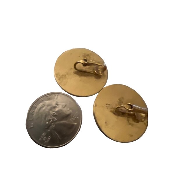 Vintage Avon Black Gold Tone Button Clip On Eighties Mob Wife Statement Earrings - Picture 3 of 3